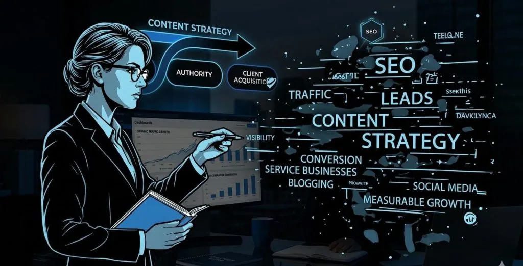 SEO content strategy for service businesses to increase visibility, leads, and authority.